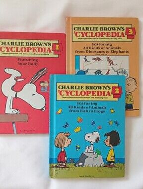 Vintage Charlie Brown's Cyclopedia Vol. 1, 2 & 3 Hardcover Book Set | Peanuts
